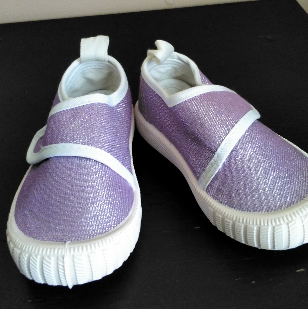 Lavender Purple Shimmer Cotton Velcro Slip-ons Sneakers